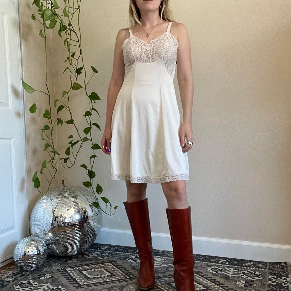 Vintage Sears Semi Sheer Lace Full Slip